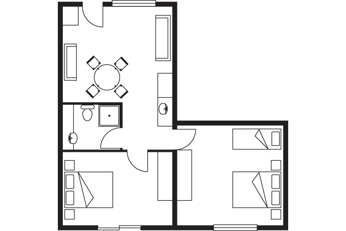 resort 2 bedroom apartment room layout